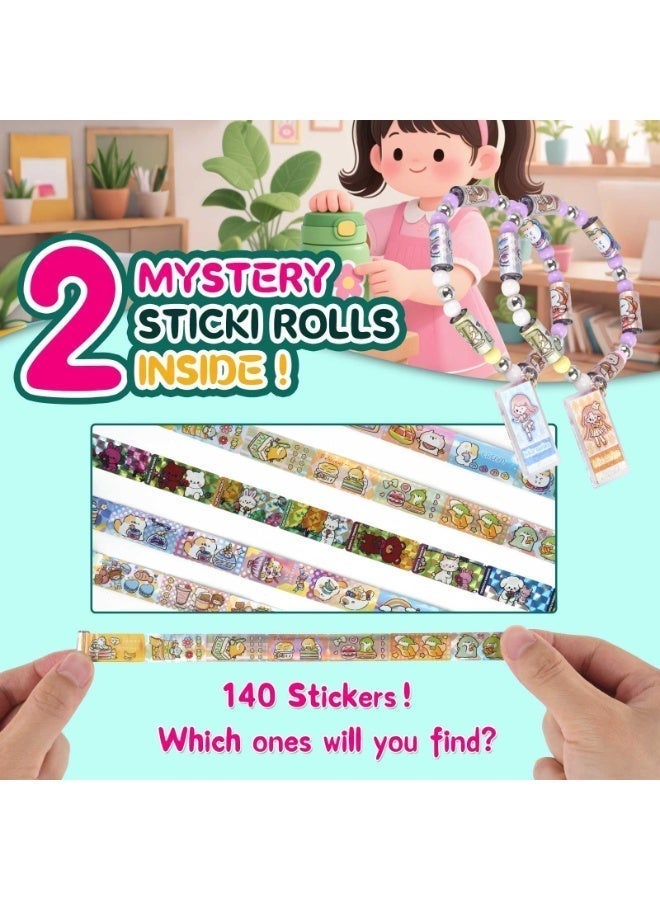 OSHIMA Sticky Rolls Bracelet, Sticky Rolls Bracelet Kit with 140 English Boxed Stickers, Wearable and Shareable Stickers, Sticker Roll of Share Unique Designs for Kids to Explore - Image 5